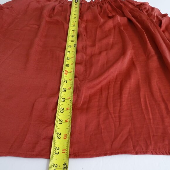 Rust Color Long Sleeve Ruffle Neck Blouse Women Size M Casual Work Business - Picture 10 of 10